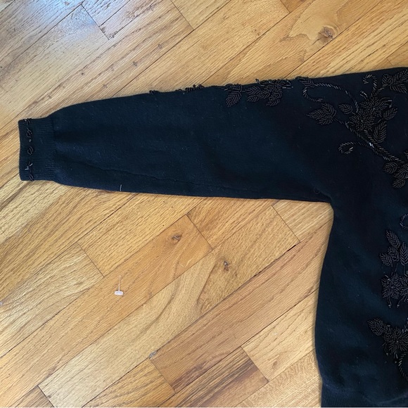 Vintage rare black jet beaded cardigan. XS - Picture 7 of 10